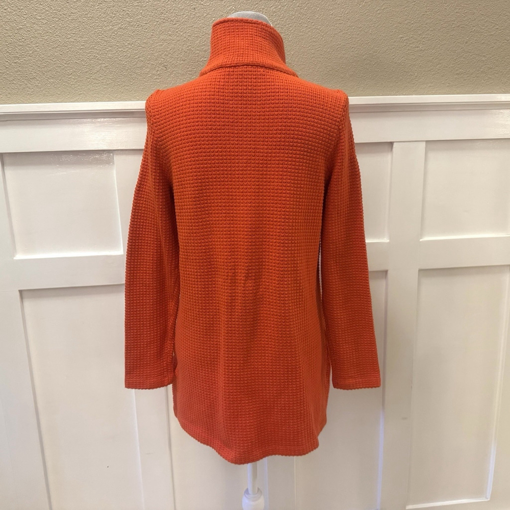 Lauren Ralph Lauren Knit Sweater Coat Size:M Orange Cardigan Full Zip Button - Picture 4 of 16
